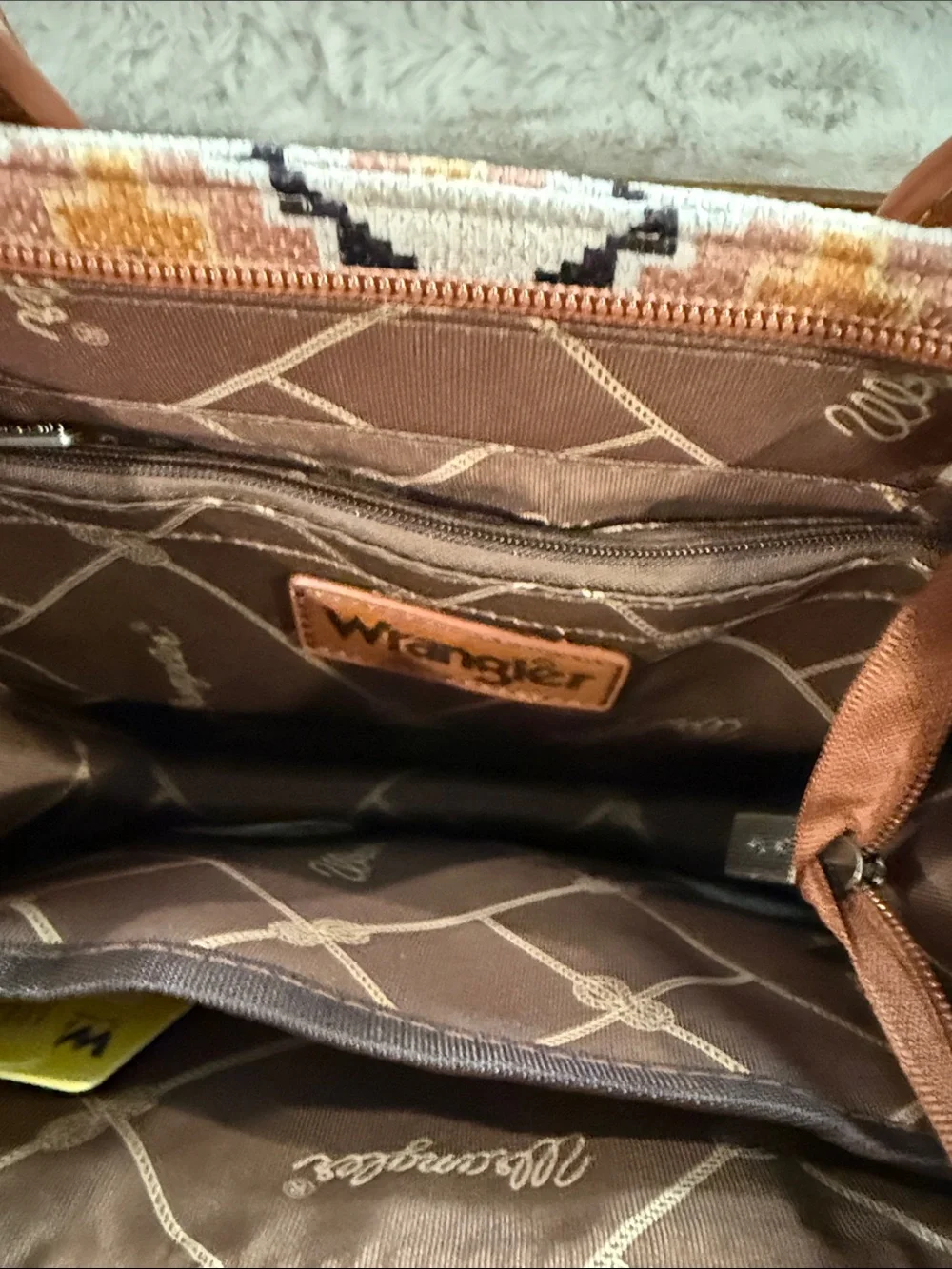 Wrangler Cream & Brown Southwestern Embroidered Tote